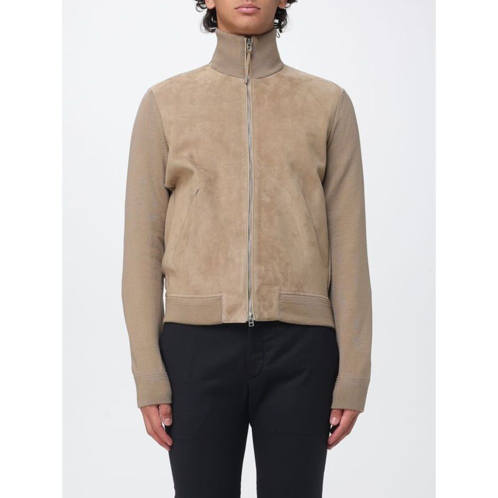 Tom Ford Men Tom Ford Suede Leather Cardigan With High Neck And Zip Closure
